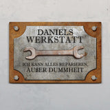 Personalisierbares Werkstattschild 30x20cm mit eigenem Namen als Geschenk gestalten von Love & Faith