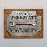 Personalisierbares Werkstattschild 20x15cm mit eigenem Namen als Geschenk gestalten von Love & Faith