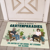 Gartenparadies Fußmatte 70x50cm mit witzigem Spruch personalisiert gefertigt von Love & Faith