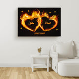 Brennende Herzen - Paar-Leinwand