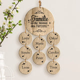 Individuelles Familiengeschenk aus Eichenholz – mit 8 Namen und "Familie ist die Heimat des Herzens"-Spruch, graviert von Love & Faith