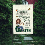 Verrückte Gartenlady - Individuelle Gartenflagge