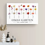 Personalisierte Leinwand mit bis zu 18 Namen selbst gestalten mit Geburtsblumen für Mama von Love & Faith