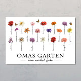 Hier wächst Liebe - Personalisiertes Poster mit Blumen für Oma und Mama
