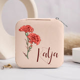 Rosa Schmucketui aus PU Leder mit Personalisierung - gefertigt von Love & Faith