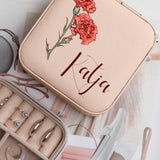 Rosa Schmucketui aus PU Leder mit Personalisierung - gefertigt von Love & Faith