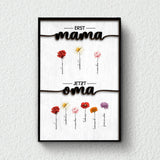 Leinwand "Erst Mama, Jetzt Oma" mit Blumen und Kindernamen personalisiert von Love & Faith