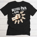 schwarzes T-Shirt personalisiert mit Bester Papa ever und Kindernamen zum Vatertag von Love & Faith
