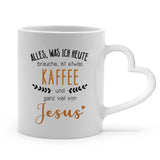 Personalisierbare Tasse Henkel in Herzform mit eigenem Spruch, Illustration und Namen - gefertigt von Love & Faith