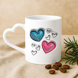Weiße Tasse mit Herzhenkel und personalisiertem Namen – romantische Geschenkidee von Love & Faith