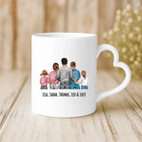Weiße Tasse mit Herzhenkel und personalisiertem Namen – romantische Geschenkidee von Love & Faith