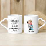 Weiße Tasse mit Herzhenkel und personalisiertem Namen – romantische Geschenkidee von Love & Faith