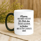 Magische Tasse mit Thermo-Farbwechsel und personalisiertem Namen und weihnachtlichem Spruch – witzige Geschenkidee von Love & Faith
