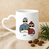 Weiße Tasse mit Herzhenkel und personalisiertem Namen – romantische Geschenkidee von Love & Faith