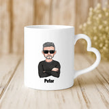 Weiße Tasse mit Herzhenkel und personalisiertem Namen – romantische Geschenkidee von Love & Faith