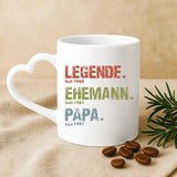 Weiße Tasse mit Herzhenkel und personalisiertem Namen – romantische Geschenkidee von Love & Faith