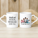 Weiße Tasse mit Herzhenkel und personalisiertem Namen – romantische Geschenkidee von Love & Faith