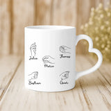 Weiße Tasse mit Herzhenkel und personalisiertem Namen – romantische Geschenkidee von Love & Faith