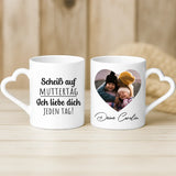 Weiße Tasse mit Herzhenkel und personalisiertem Namen – romantische Geschenkidee von Love & Faith