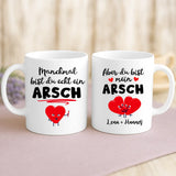 Weiße Tasse mit personalisiertem Spruch und Namen – individuelle Geschenkidee von Love & Faith