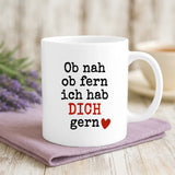 Weiße Tasse mit personalisiertem Spruch und Namen – individuelle Geschenkidee von Love & Faith
