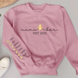 Rosa Pullover personalisiert mit mamabär undKindernamen gedruckt von Love & Faith