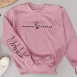 Rosa Pullover personalisiert mit Mamasaurus Print und Kindernamen gedruckt von Love & Faith