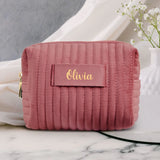 Rose Samtkosmetiktasche mit eigenem Namen in Gold personalisiert bedruckt von Love & Faith
