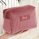 Altrosa Samtkosmetiktasche mit eigenem Namen in Roségold personalisiert bedruckt von Love & Faith