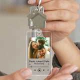 Transparenter Acrylschlüsselanhänger mit Foto als Lieblingslied für Familie 5,4cm x 8,6cm personalisiert gefertigt von Love & Faith