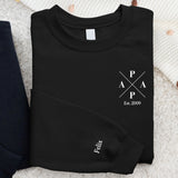 schwarzer Pullover für Papa mit Kindernamen personalisierte Geschenkidee zum Vatertag von Love & Faith