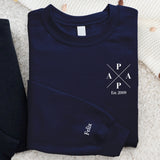 Navyblauer Pullover für Papa mit Kindernamen personalisierte Geschenkidee zum Vatertag von Love & Faith