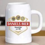 Personalisierter Keramik Bierkrug - mit eigenem Namen und Logo von Love & Faith