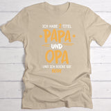 beiges T-Shirt für Opa zum Vatertag mit Personalisierung von Love & Faith