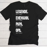 schwarzes T-Shirt Legende, Ehemann, Papa, Opa personalisierte Geschenkidee zum Vatertag von Love & Faith