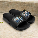 schwarze Badelatschen für Männer mit Foto gestalten von Love & Faith