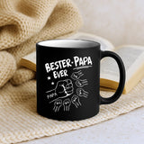 schwarze Tasse mit "Bester papa Ever" Druck zum Vatertag personalisiert von Love & Faith