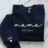 navyblauer Pullover personalisierbar Mama Slogan mit Kindernamen - gefertigt von Love & Faith