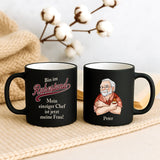 schwarze Tasse mit "Ruhestand" Druck für Rentner personalisiert von Love & Faith