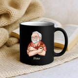 schwarze Tasse zum Ruhestand personalisiert von Love & Faith