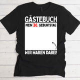 schwarzes female T-Shirt mit Fläche für Unterschriften als Party-Gästebuch Geburtstagsidee von Love & Faith