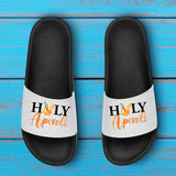 schwarz/weiße Badeschlappen Holy Aperoli personalisiert von Love & Faith