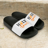 schwarz/weiße Badeschlappen Holy Aperoli personalisiert von Love & Faith