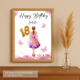 Happy Birthday Poster zum Personalisieren mit eigenem Text und individueller Illustration einer Frau in edlem Kleid gedruckt von Love & Faith
