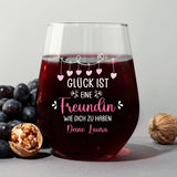 Weintumbler für Freundin mit "Glück ist eine Freundin wie dich zu haben" gestalten von Love & Faith