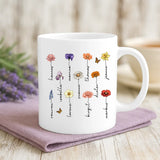 Weiße Tasse mit personalisiertem Spruch und Namen – individuelle Geschenkidee von Love & Faith