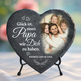 Schieferherz mit personalisiertem Aufdruck - UV-beständig und wetterfest - als Geschenk zur Erinnerung von Love & Faith