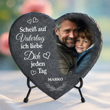 Schieferherz mit personalisiertem Aufdruck - UV-beständig und wetterfest - als Geschenk zur Erinnerung von Love & Faith