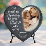Schieferherz mit Muttertag Aufdruck - UV-beständig und wetterfest - als Mama Geschenk zur Erinnerung von Love & Faith