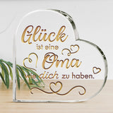 Personalisierbares 15x15cm Acrylherz mit Glück ist es eine Oma wie dich zu haben von Love & Faith